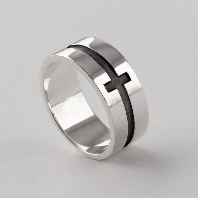 SHOVEOFF（ショーブオフ）の「SVR-621 Silver 92.5 Cross Plain 9mm Plain Silver Ring（Accessories）」