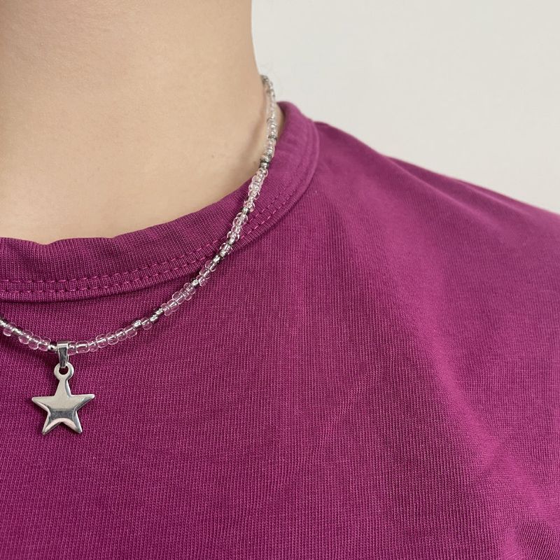 khaki point star necklace