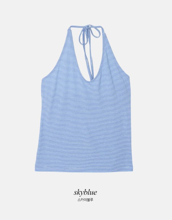Border Halter Neck Sleeveless (3color)