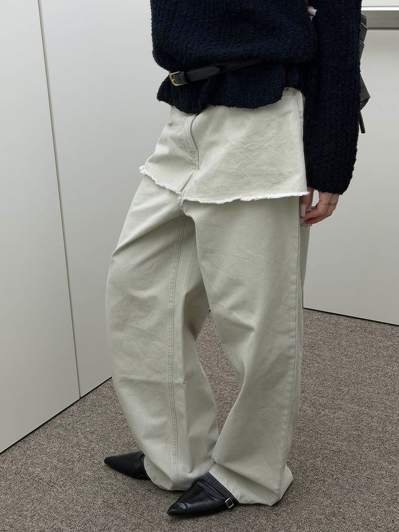 MUZESEOUL（ミューズソウル）の「Washed skirt layered pants(2color)（Pants）」