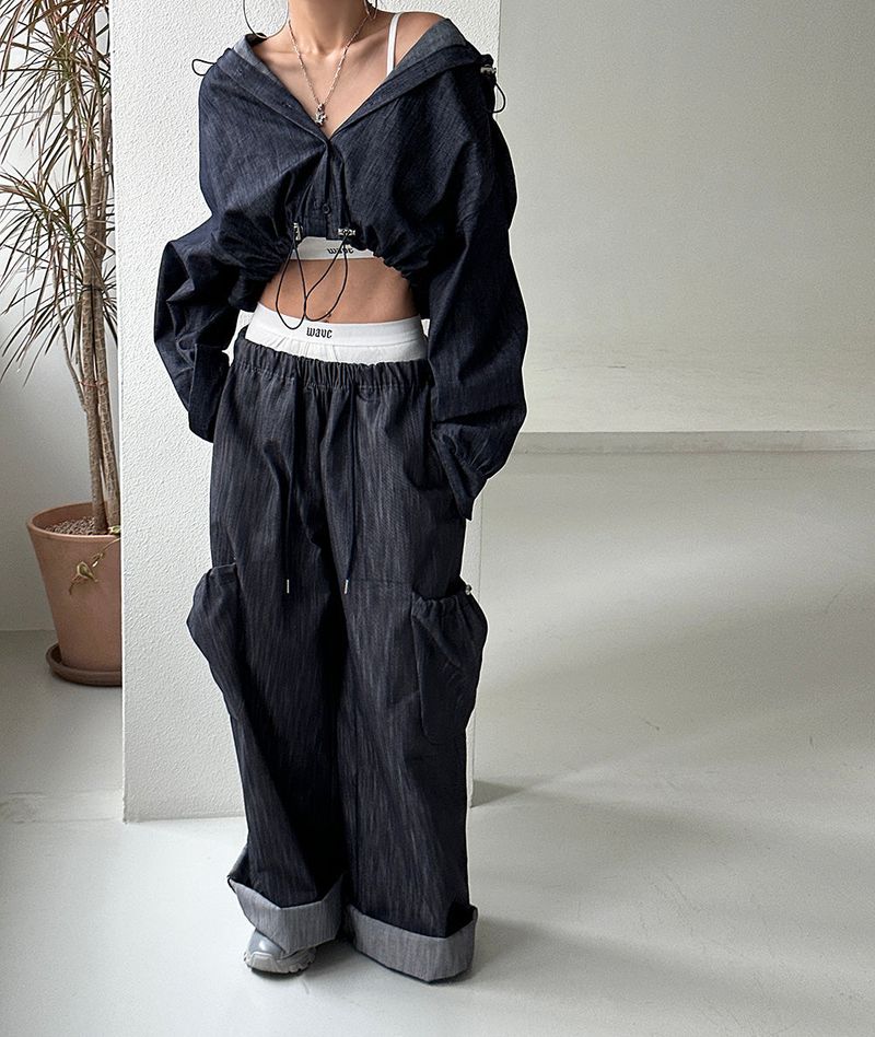 Cropped Hooded Shirt Jacket