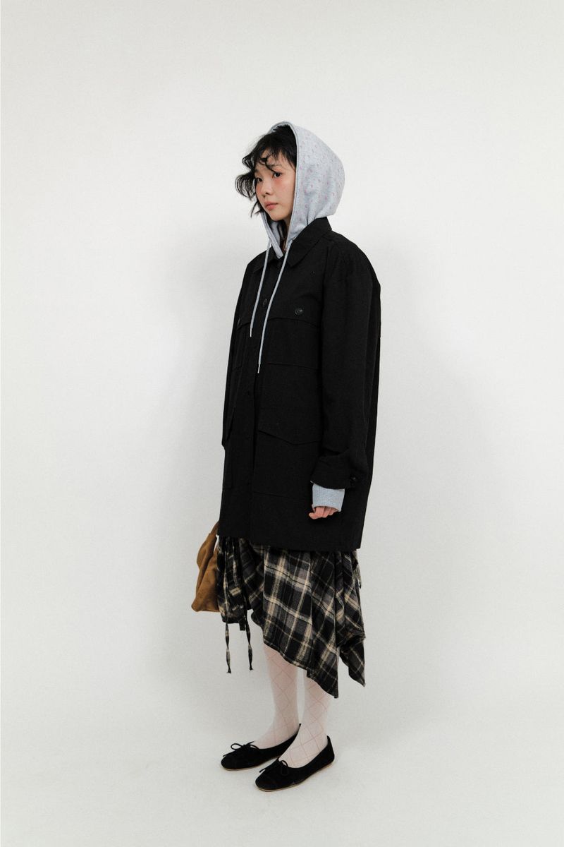 Single collar utility half coat (2color)