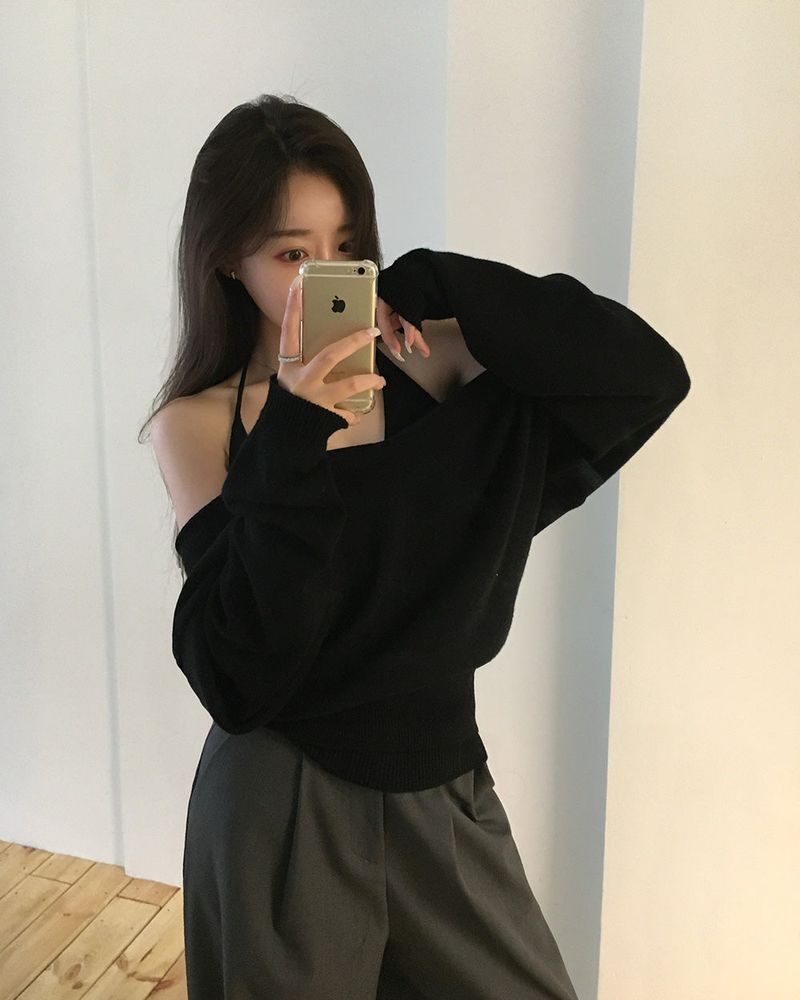 V-Neck Knit & Tank Top Set