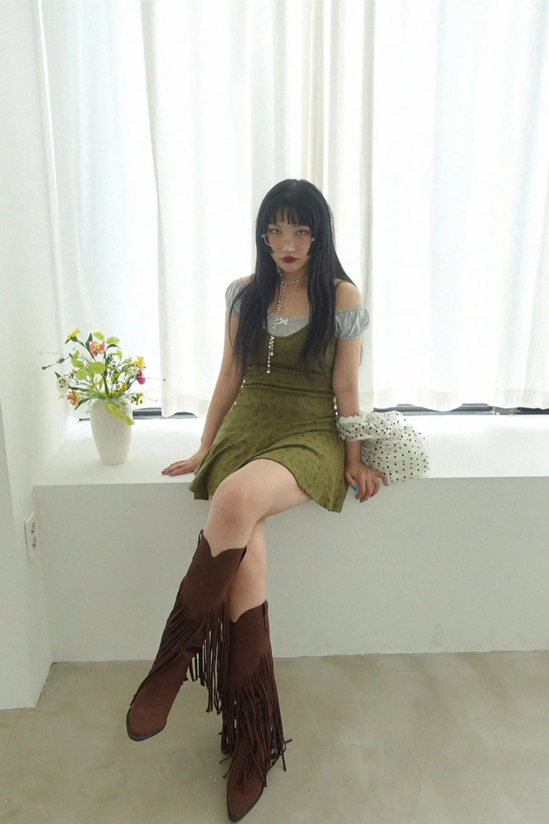 MOSS BLOOM CAMI MINI DRESS