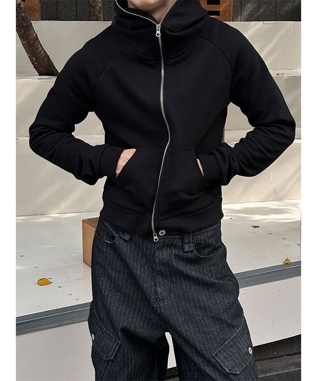 [CROP ITEM] クロップマッスルフィットフードジップアップ(3color)