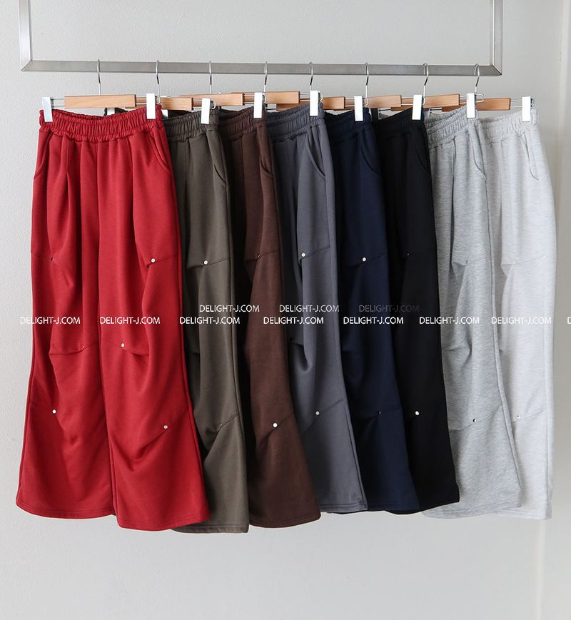 8 color napping pintuck banding wide pants