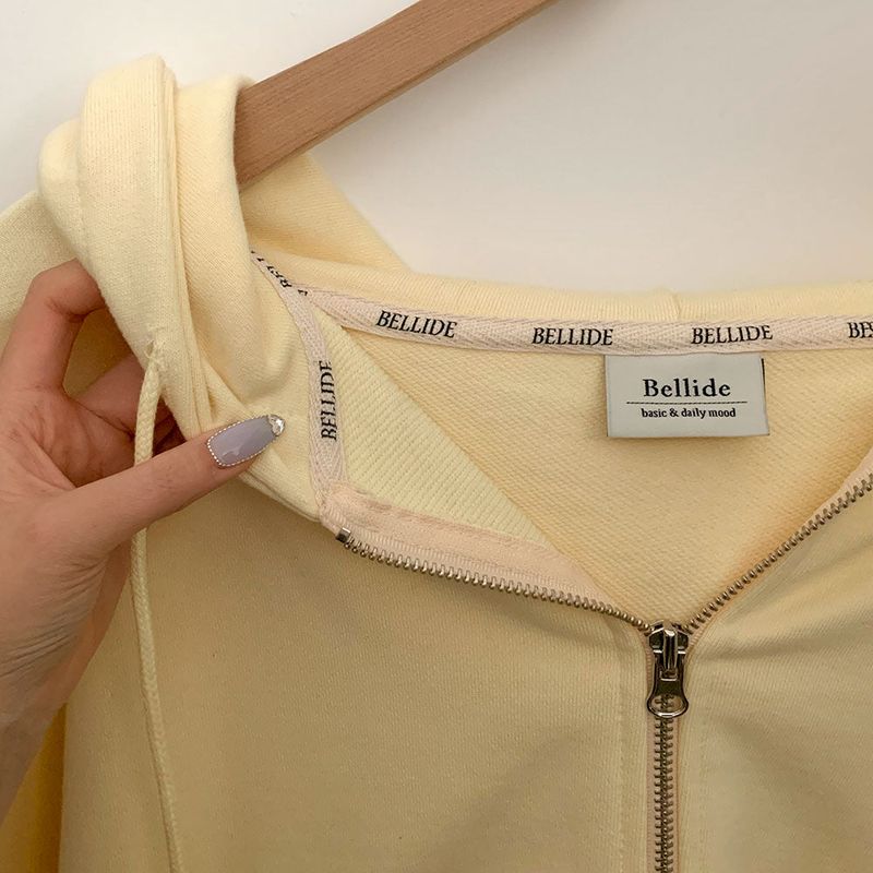 [BELLIDE MADE] Spring version, embroidered two-way cropped zip-up hoodie
