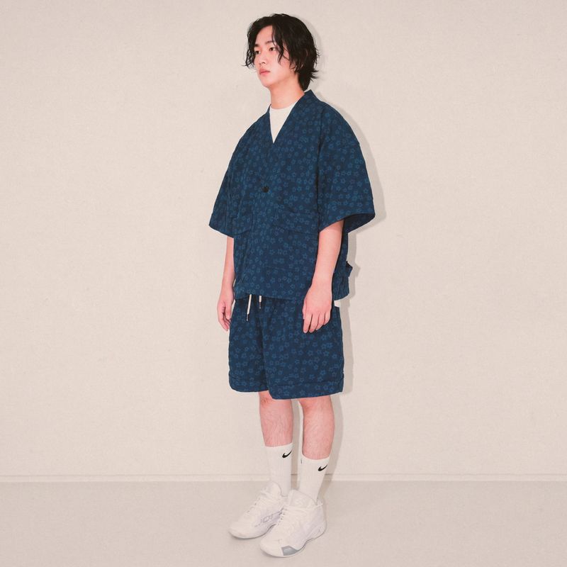 flower robe cardigan_blue