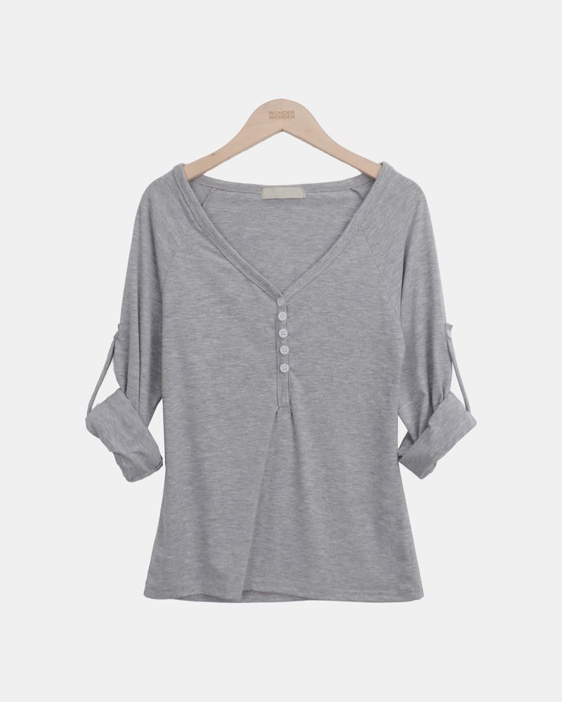 Adam V-Neck Roll-Up Long-Sleeve T-Shirt