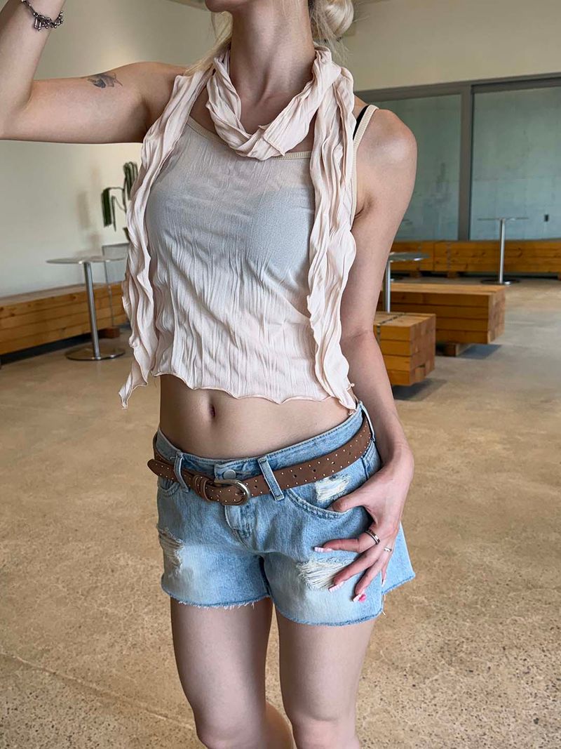 Wrinkle scarf sleeveless set(3color)