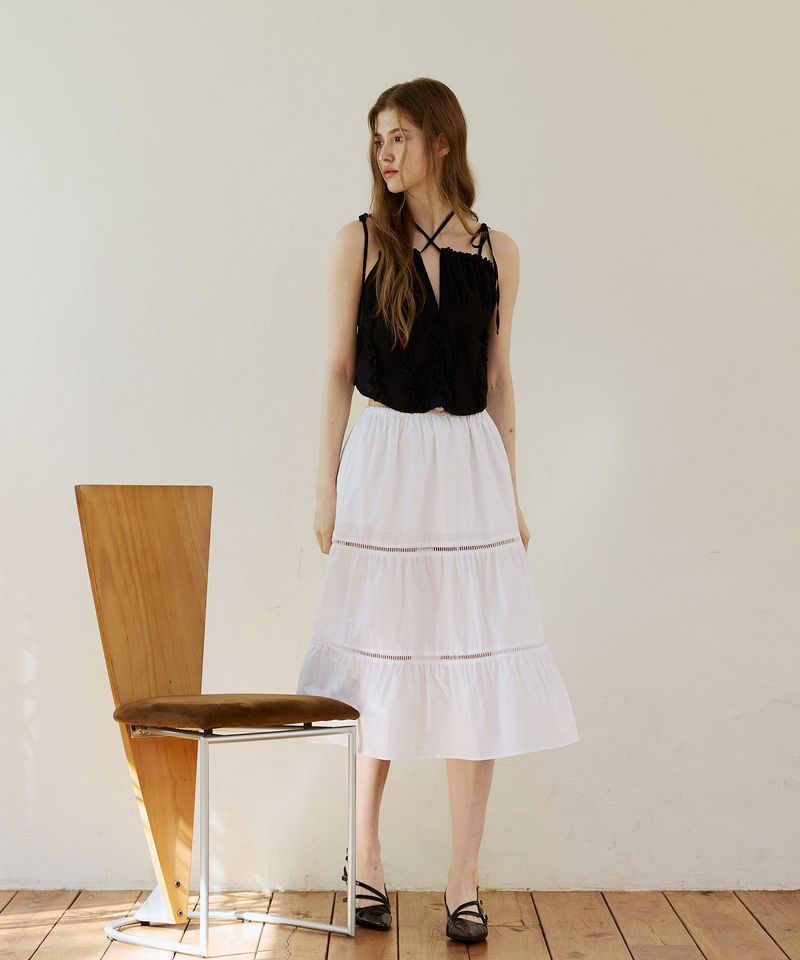 MUSE TIERED MIDI SKIRT / WHITE