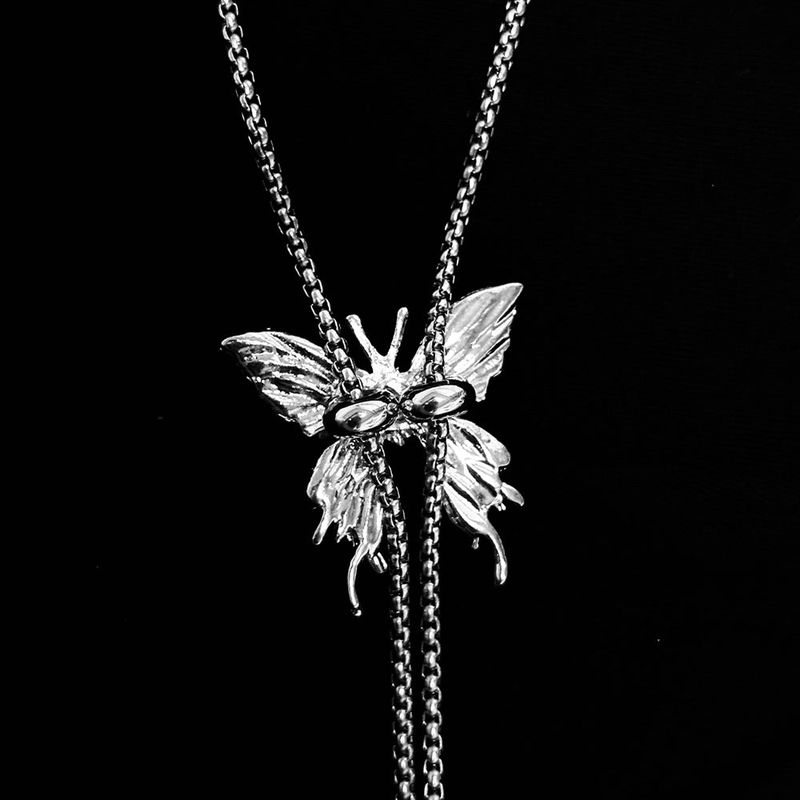 Silver Butterfly Chain Choker Necklace
