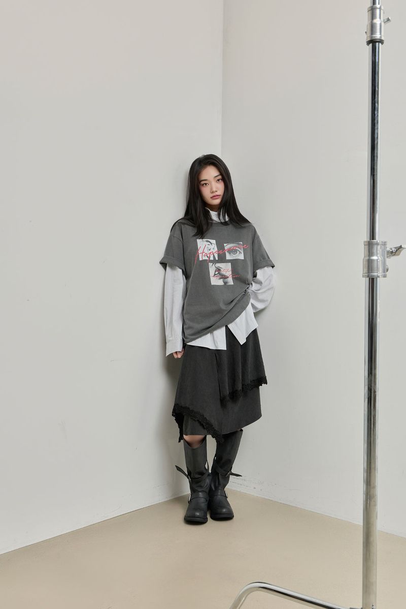 Urban High-neck String Shirt_Grey