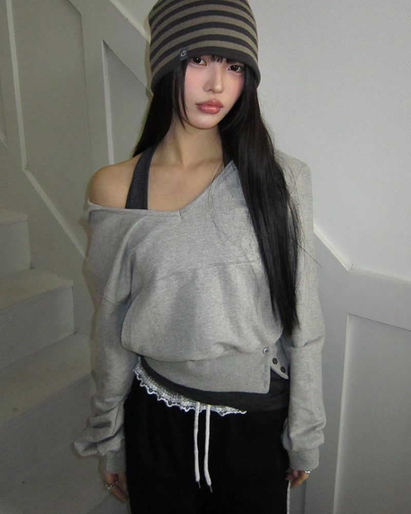 Doe Layered Halter-Neck Sweatshirt Set