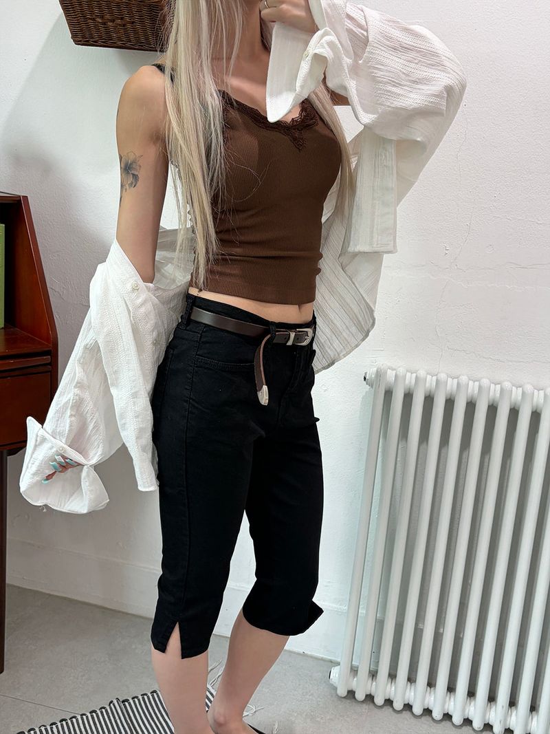 Pure wrinkle crop shirts(2color)