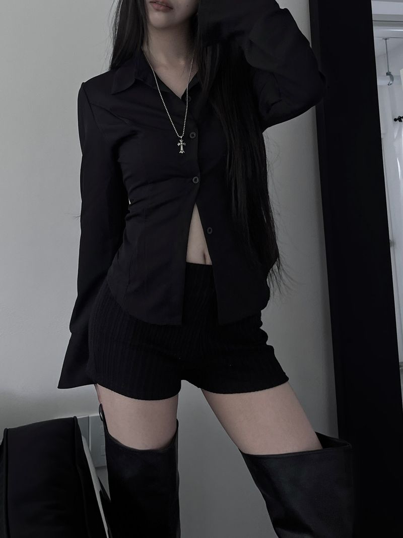 back corset cuff shirt (2color)
