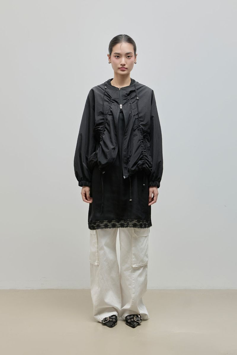 String Hoodie Windbreaker_Black