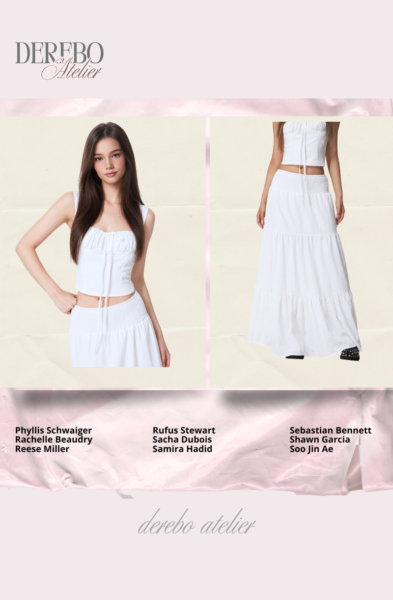 Shirring bustier long skirt set-up (set)