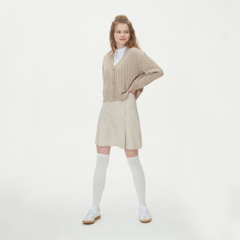 CROP CABLE KNIT CARDIGAN_BEIGE