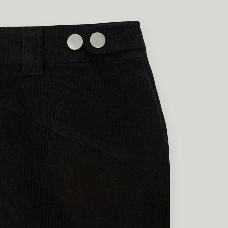 Black Corduroy Patch Mini-Skirt