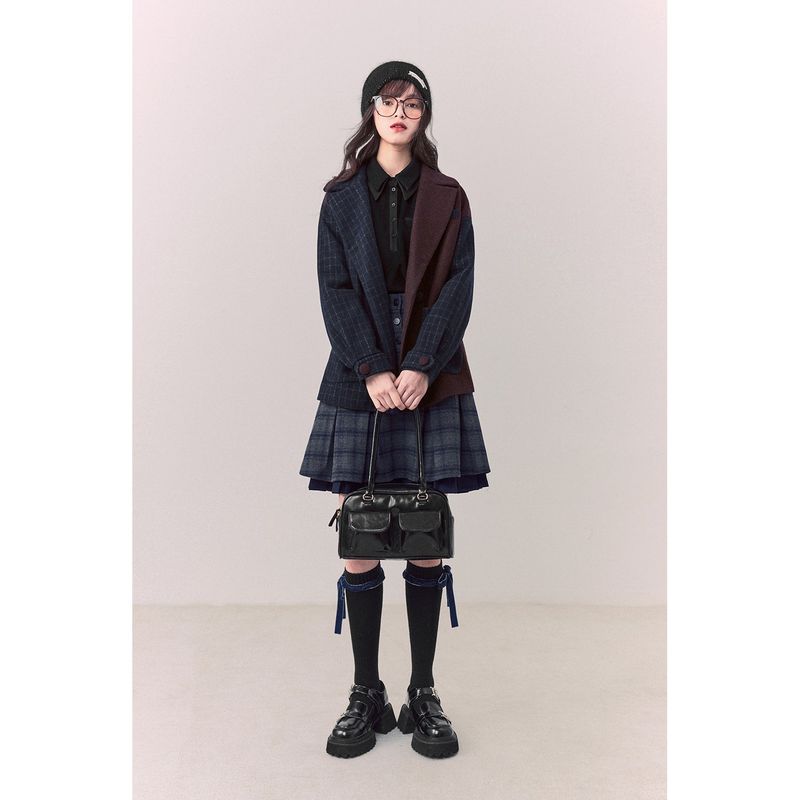 UNDORABLE（アンドレーブル）の「ACADEMY MIX-MATCHED CHECK WOOLEN COAT（Jackets/Outerwear）」