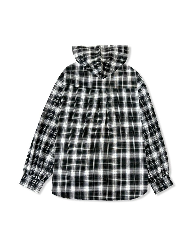 UNISEX チェックフーディシャツ