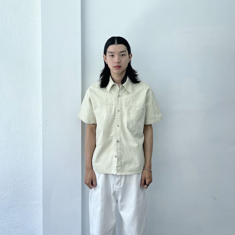FADE MEET（フェードミート）の「Mist Beige Utility Shirt（Tops）」