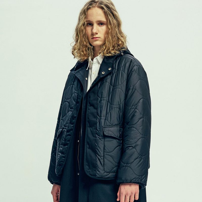 reversible quilted & fleece liner jacket black