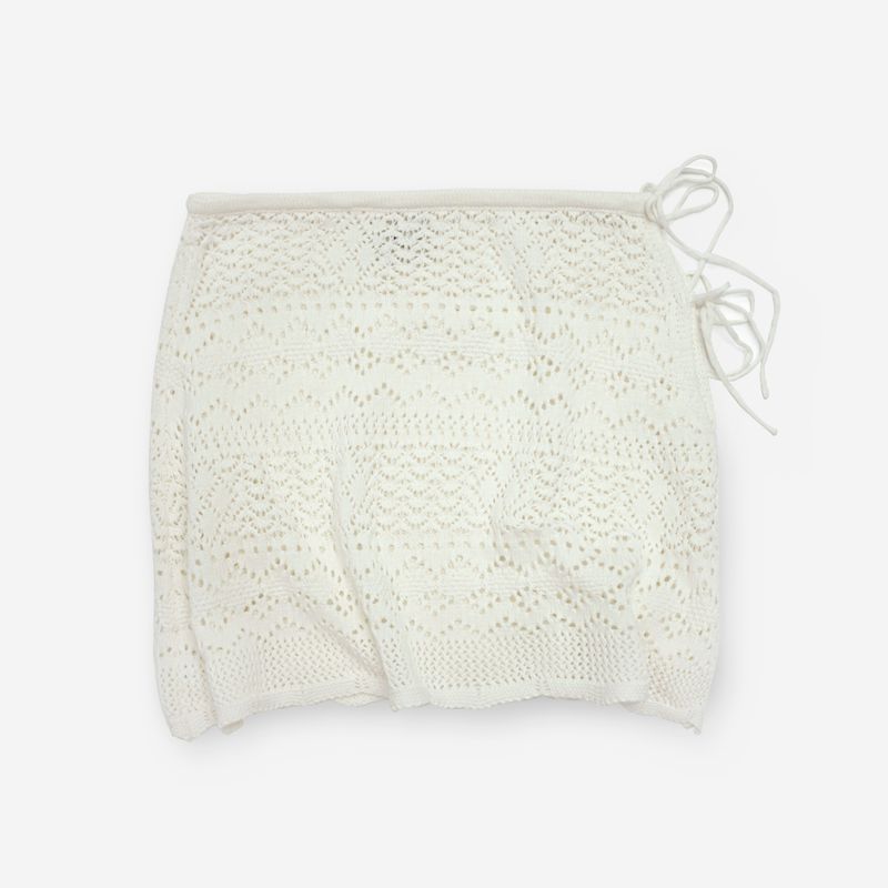 Tiki Knitted Wrap Skirt White