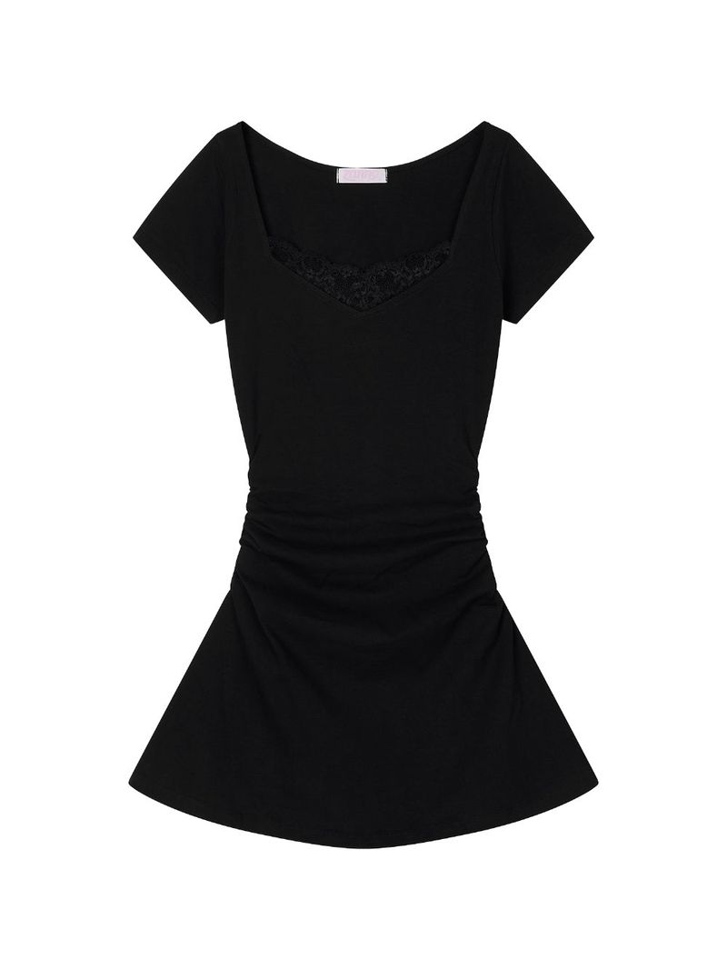 [MADE] Viola Lace Shirred Mini Dress