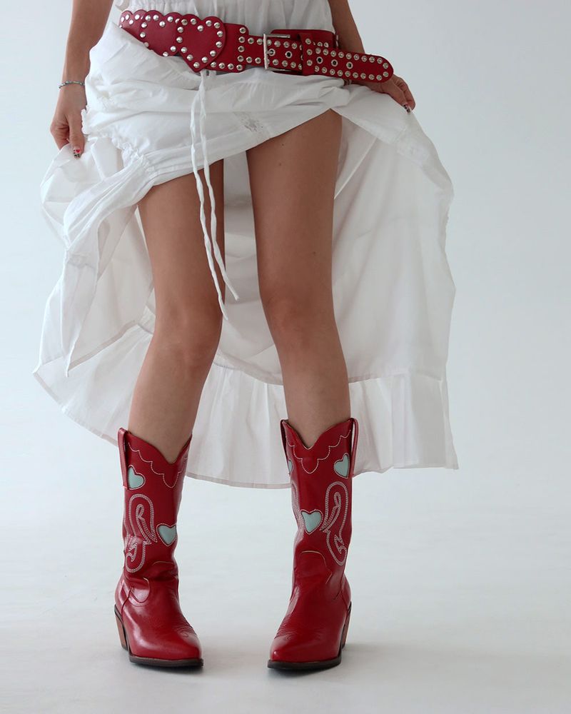 1:1 Custom Order Red Heart Western Boots