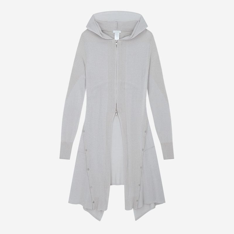 Detach Panel Knit Hoodie / Grey