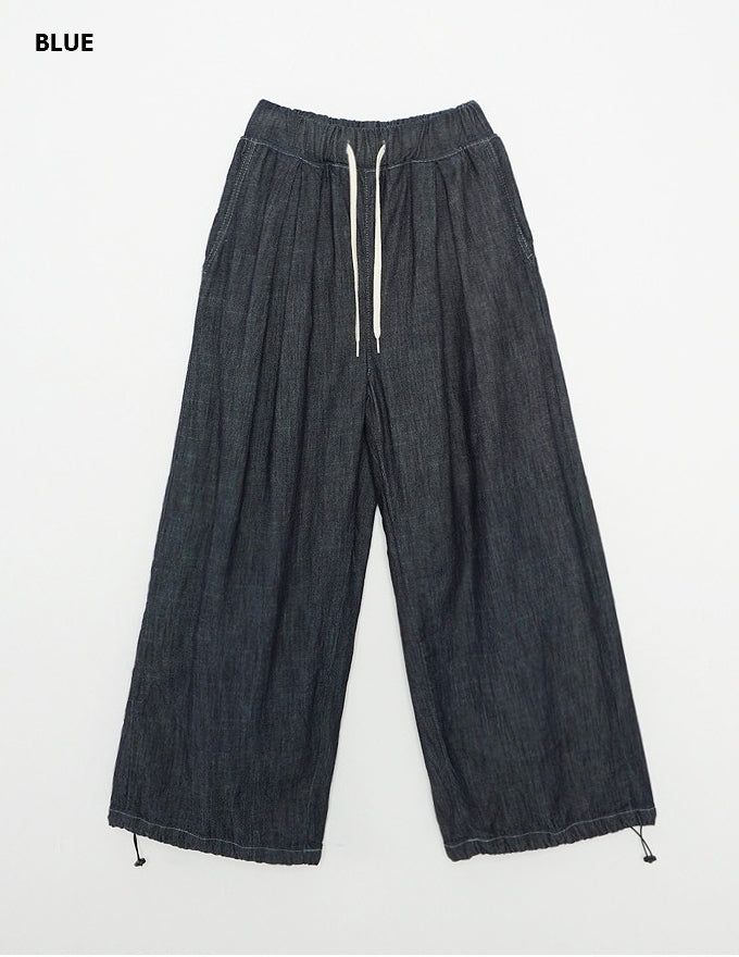 Natural Pintuck Balloon String Denim Pants