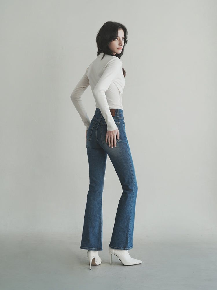 W105 BOOTS CUT DENIM PANTS_DEEP BLUE