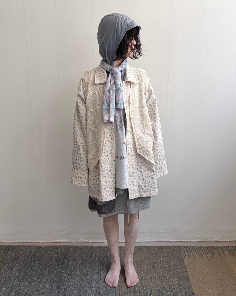 Creamy Petal Overfit Shirts Jacket