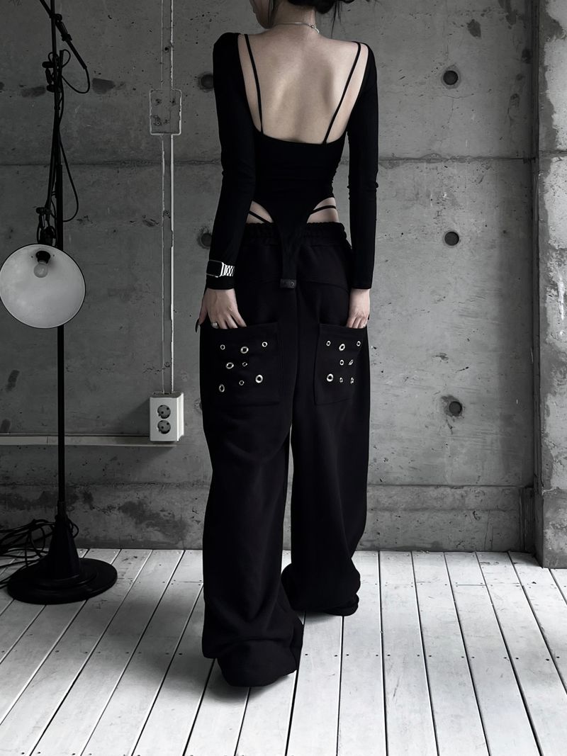 eyelet punching wide pants (2color)