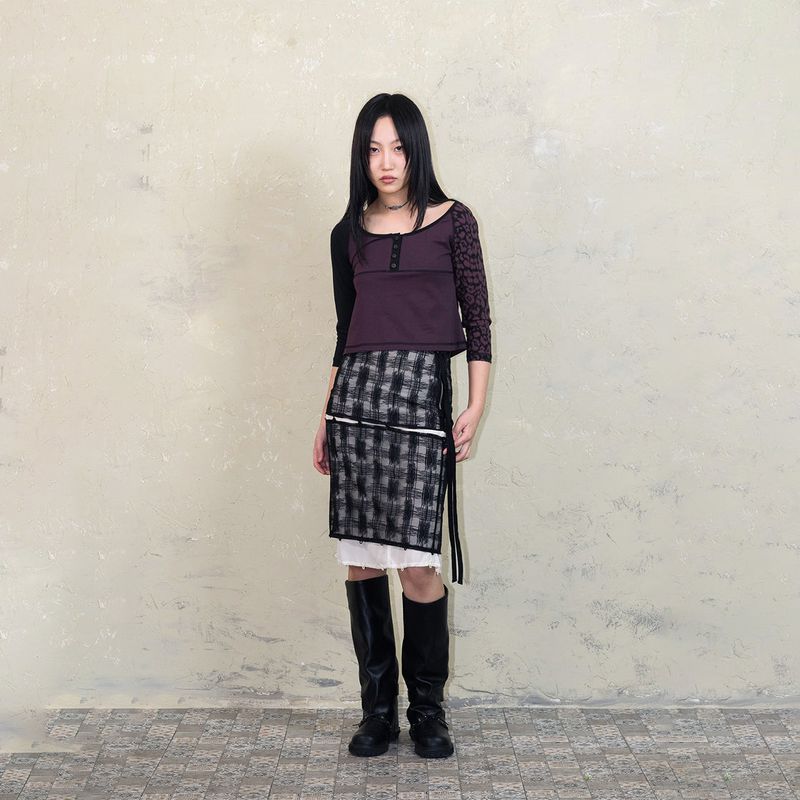 3 LAYERS CHECK SKIRT
