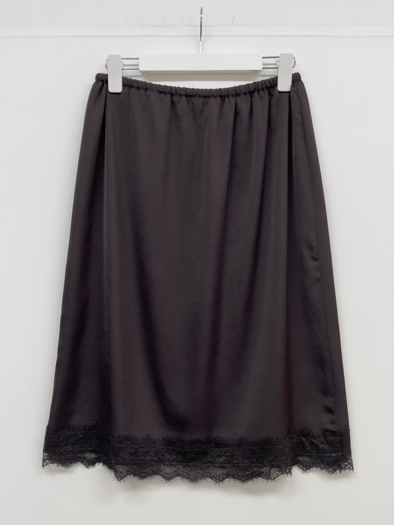 Lace Satin Midi Skirt