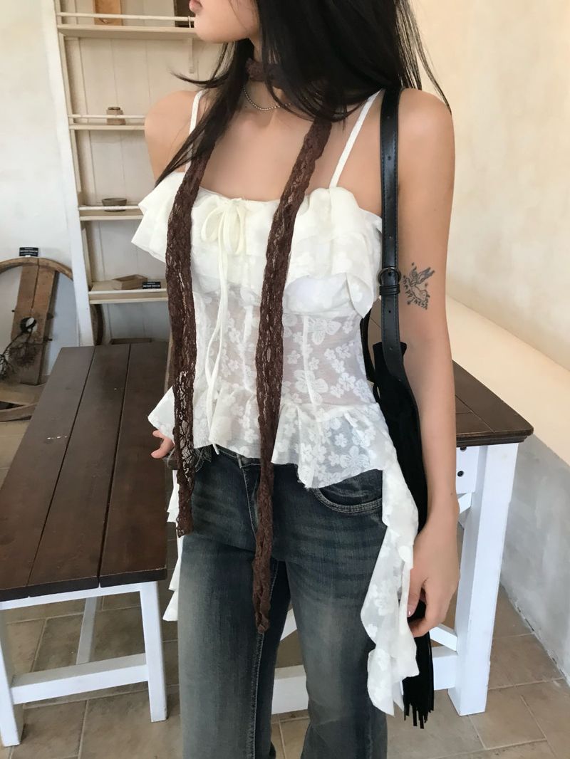 Lace Sheer Long Scarf