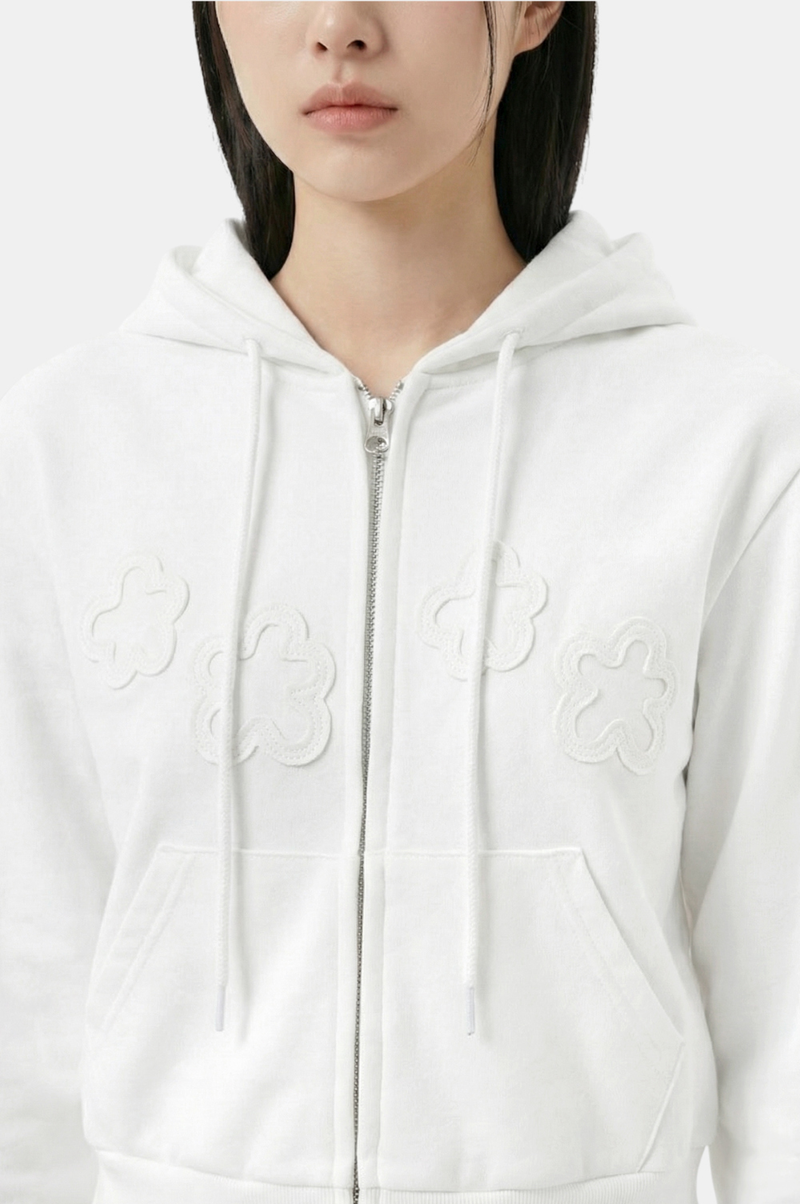 Clover Flower Point Hoodie Zip-up