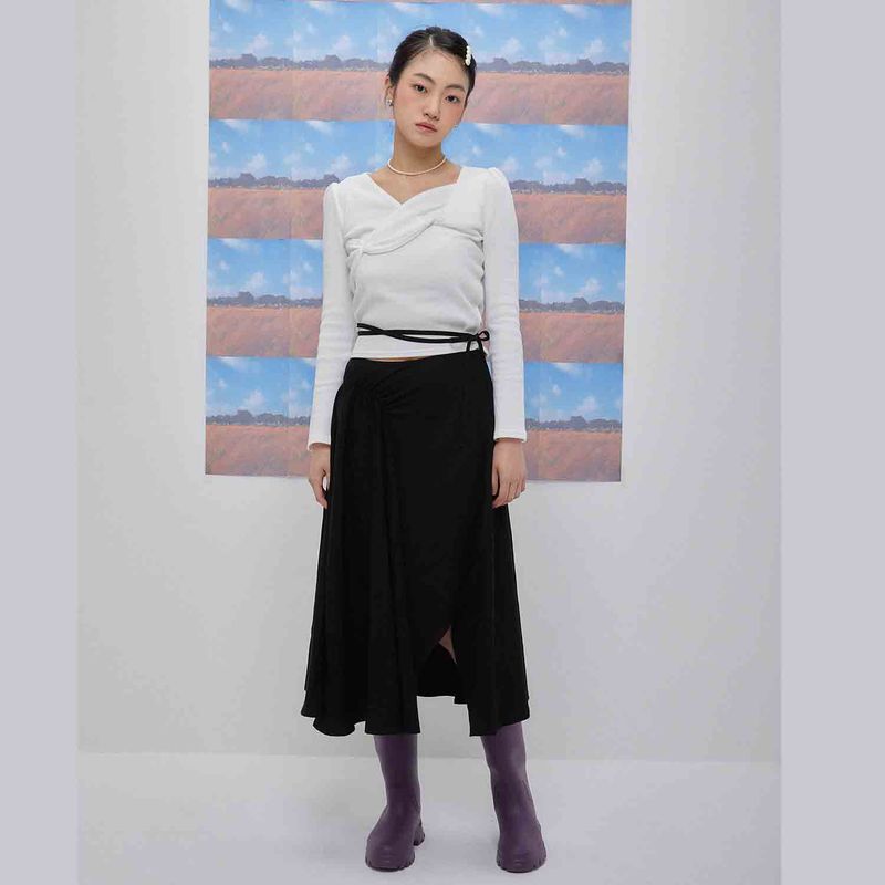 Claire shirring long skirt
