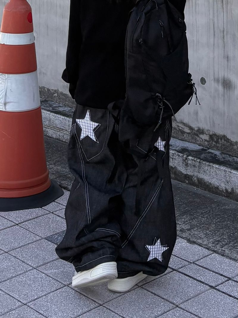 チェックステッチ デニムパンツ