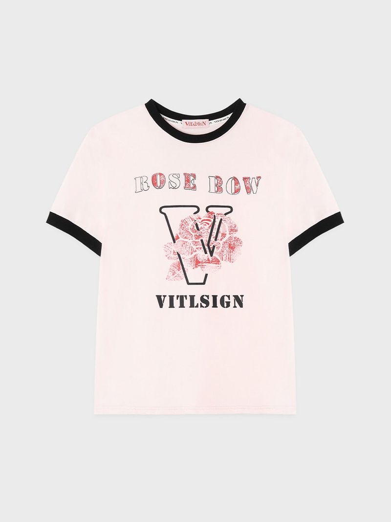VITALSIGN(バイタルサイン)の「Rose Bow Ringer T-shirt (3C) Light Pink(Tops)」