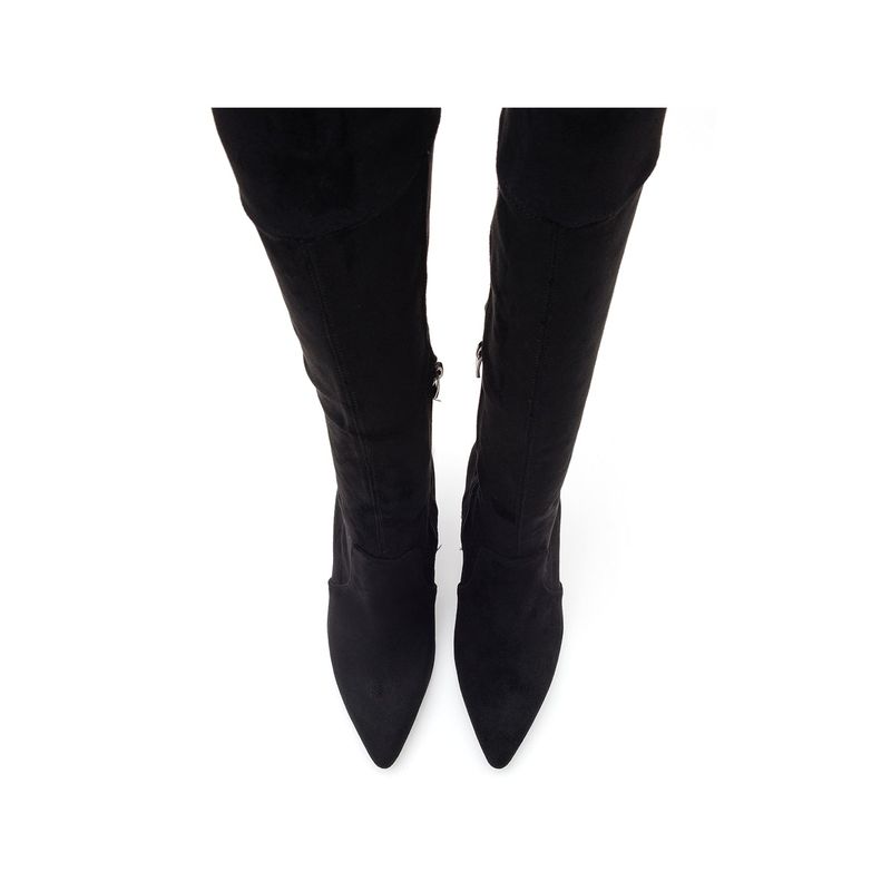 Thigh High Heel Boots(Suede Black)