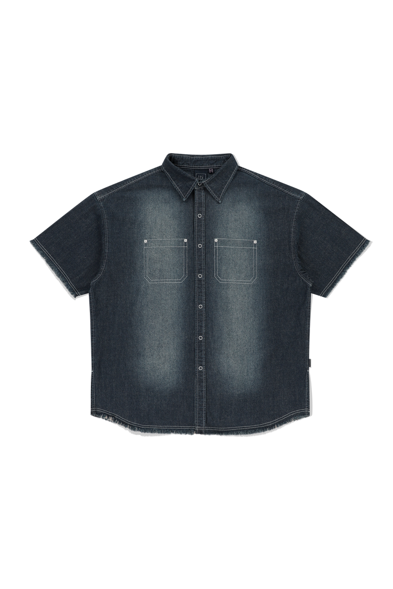 WASHED DENIM HALF SHIRT