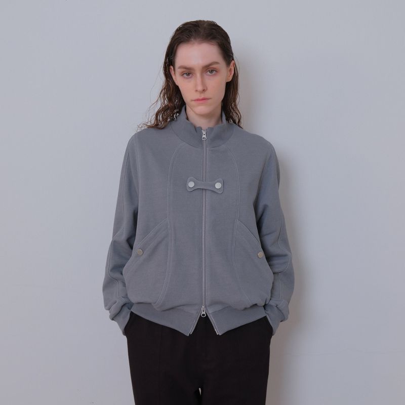 Gray Butterfly Pigment Jersey Zip-up