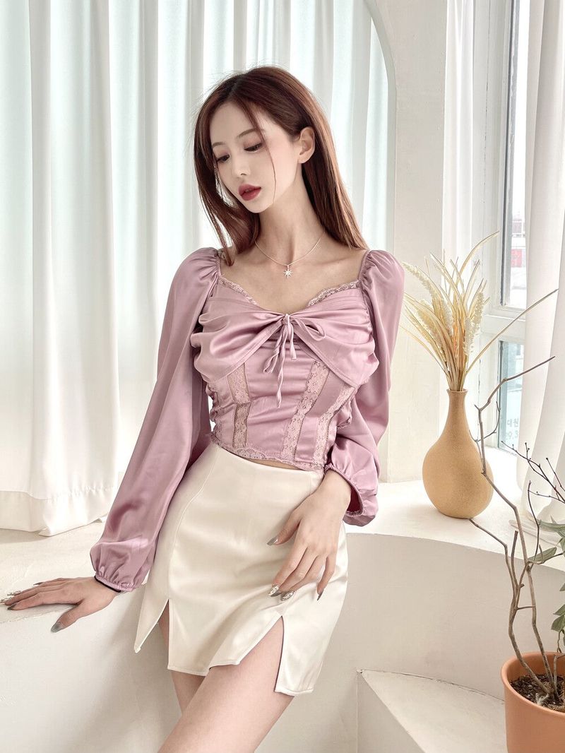 666. Satin two slit sk-pt (2color)