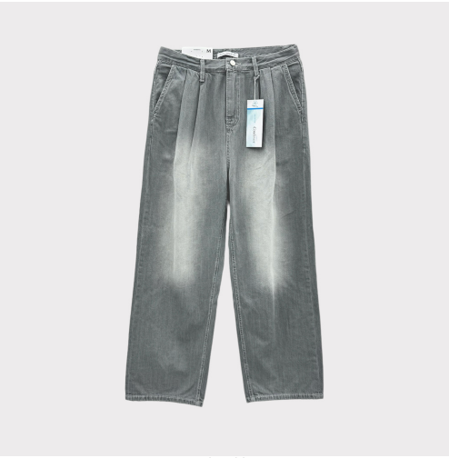 Cool Washing Pintuck Linen Denim Pants
