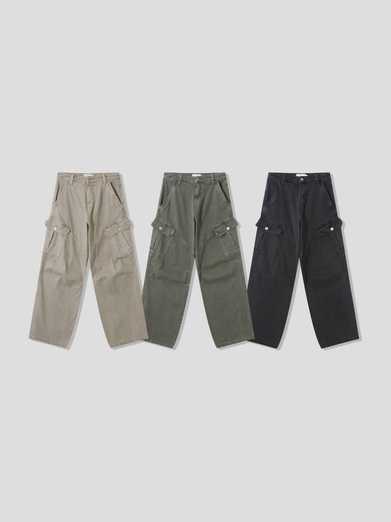 LMN Stone Cargo Slit Wide Pants (3 colors)