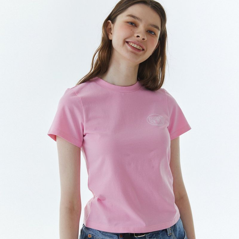 Shape Logo Slim Span T-Shirt Pink